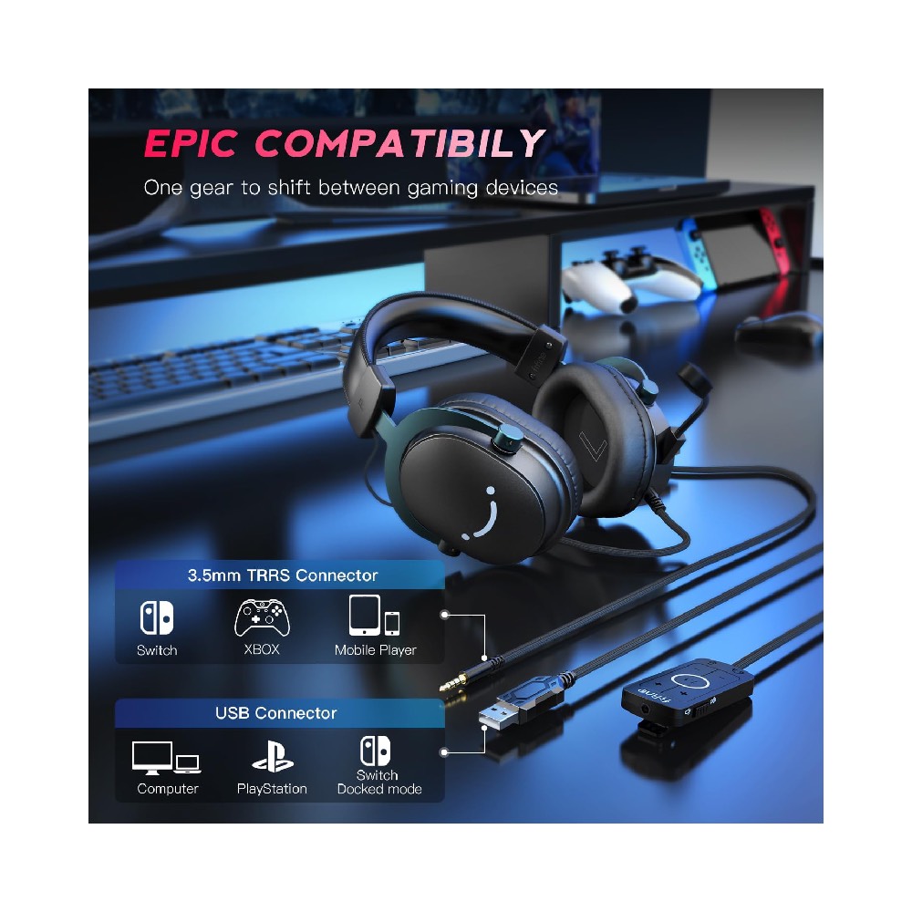 Fifine Ampligame H9 Mikrofonlu 7.1 Siyah RGB Gaming Kulaklık